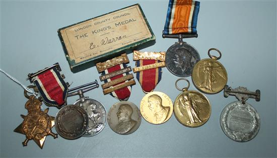 Medals, inc WWI British War (2), Victory (2), 1914 Star, misc Kings Medals, etc.